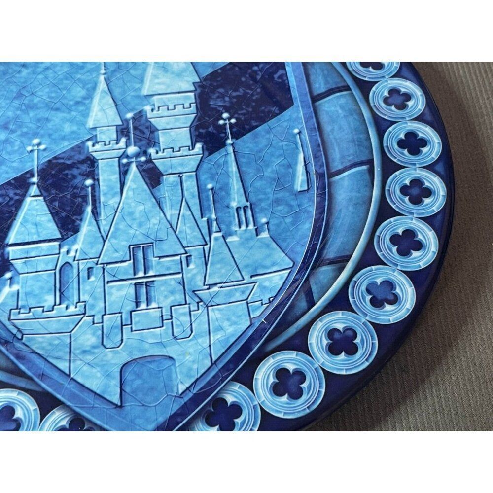 Disney Park Malamine Cinderella Castle Blue 11" Rim Dinner Plate Blue - Picture 4 of 8